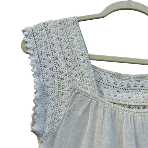 Free People Ivory Linen Crochet Bohemian Tribal Tank Top  -  XS - Picture 9 of 14